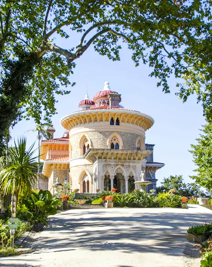 Monserrate Palace with lush gardens in Sintra, Portugal.