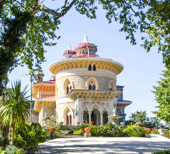 Monserrate Palace with lush gardens in Sintra, Portugal.