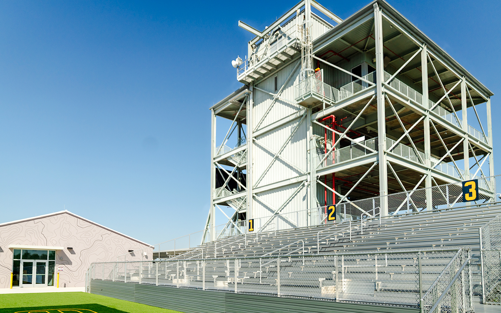 Bleachers at Launch Complex 39 gantry for rocket viewing.
