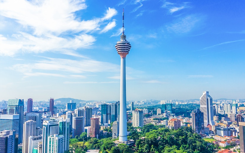 KL Tower Sky Deck overlooking Kuala Lumpur cityscape.