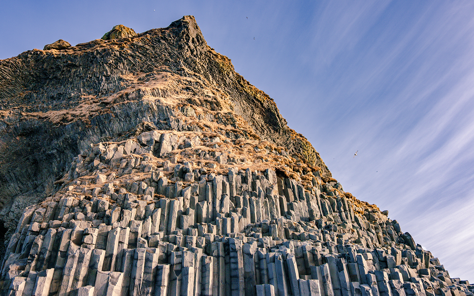 Basalt columns at Reynisfjara black sand beach, Iceland.