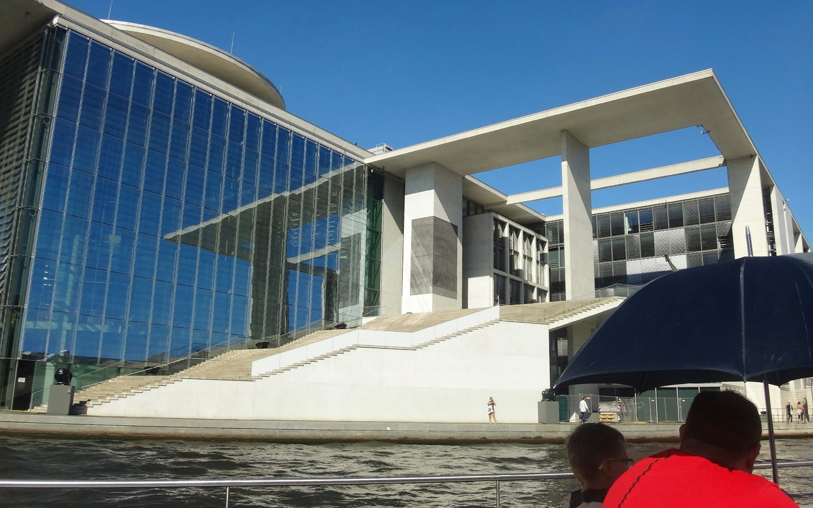 Modern building along the River Spree in Berlin seen from a sightseeing cruise.