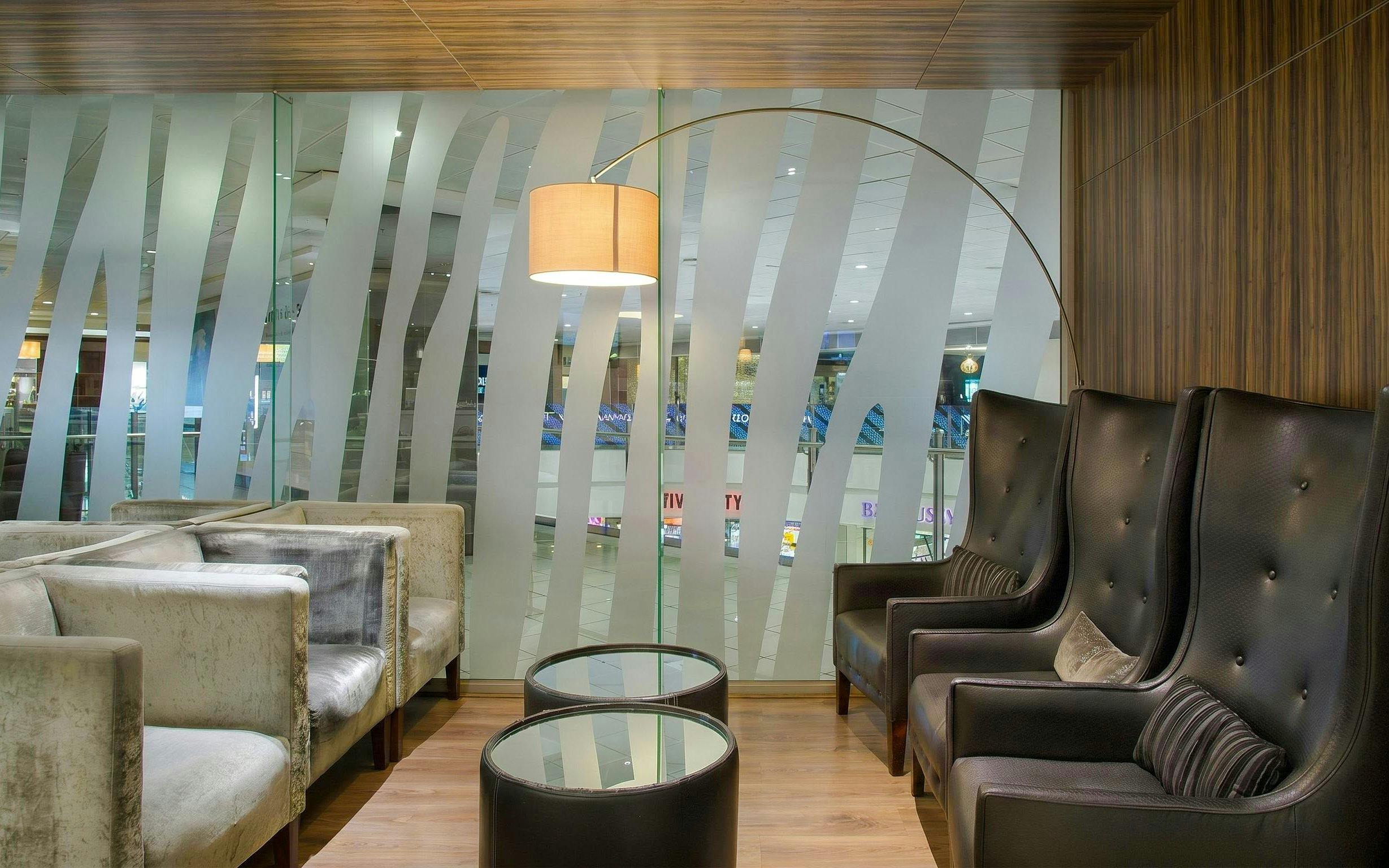 Lounge seating area at Mashonzha Lounge, O. R. Tambo International Airport Terminal A, Johannesburg.