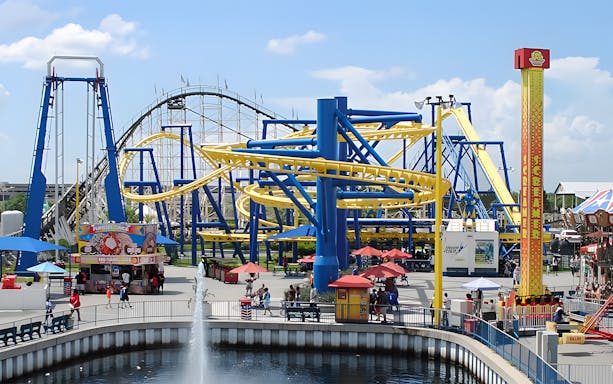 Roller coasters and attractions at Fun Spot America Theme Parks, Orlando.