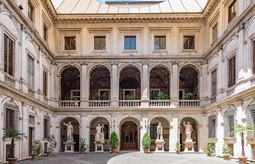 Courtyard with statues at National Roman Museum - Palazzo Massimo, Rome.