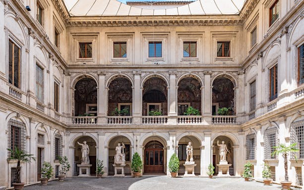 Courtyard with statues at National Roman Museum - Palazzo Massimo, Rome.