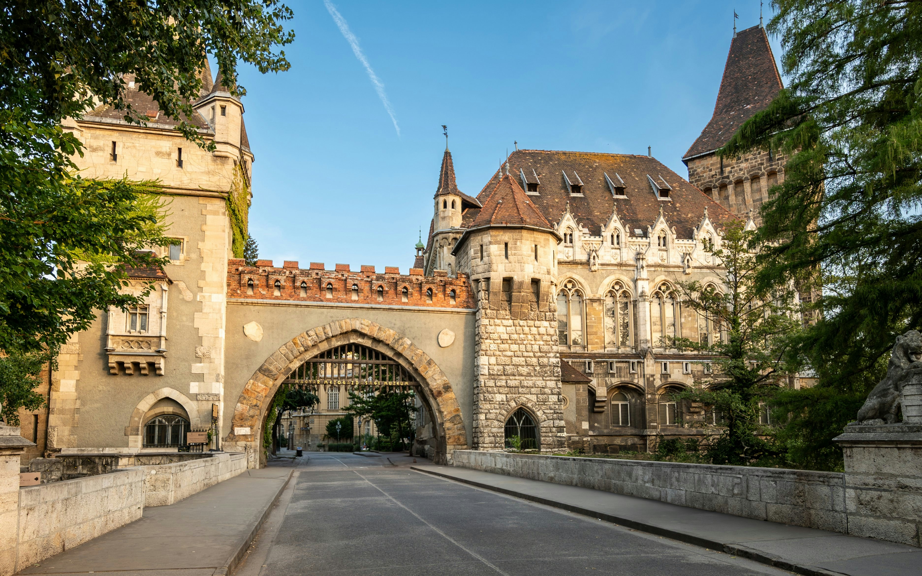 Gatehouse Tower entrance at Vajdahunyad Castle Museum, Budapest.