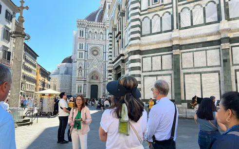 Tour group in front of Florence Cathedral, Italy.