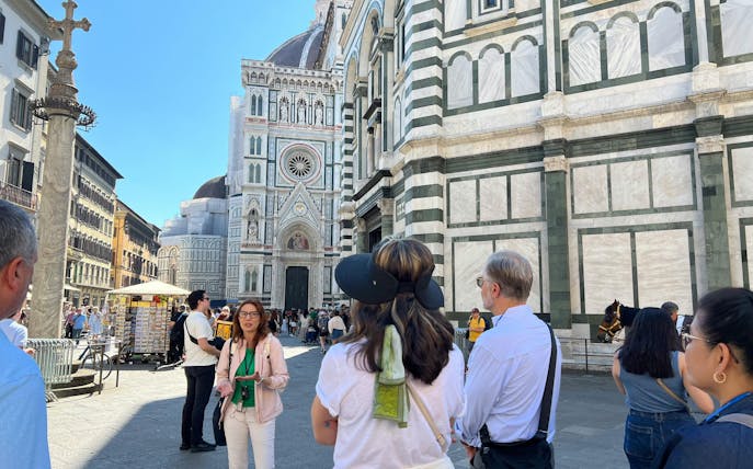 Tour group in front of Florence Cathedral, Italy.