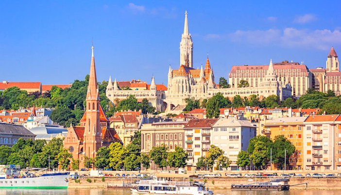 Buda Castle, palace complex on Castle Hill with Matthias Church over the Danube river in Budapest, Hungary - Discover Budapest in 1 day