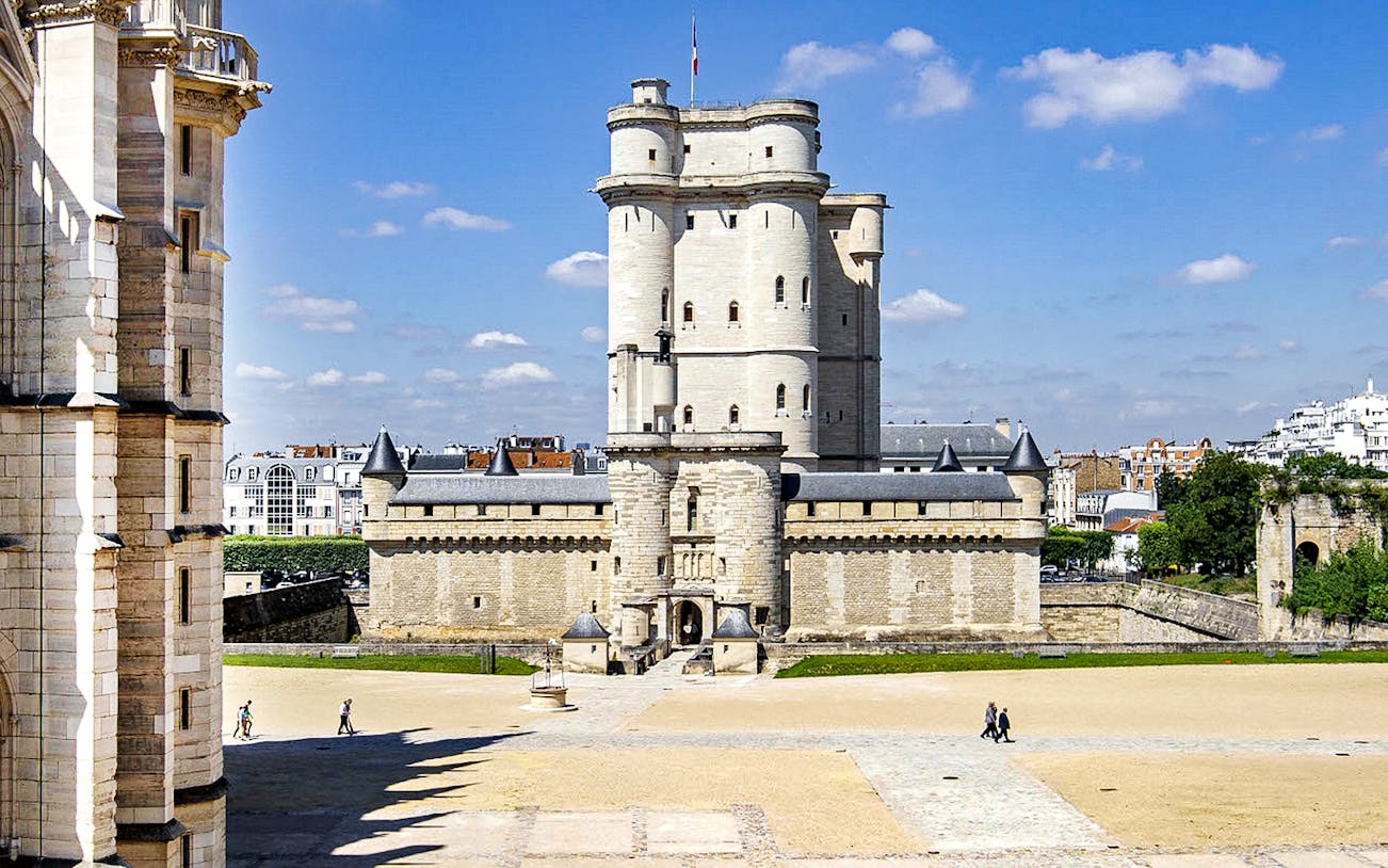 Château de Vincennes in Paris with its medieval towers and courtyard.