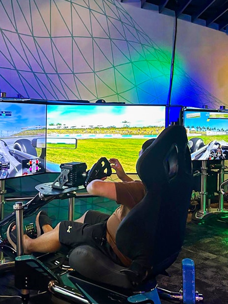 Visitors using racing simulators at Petrosains, The Discovery Centre in Kuala Lumpur.