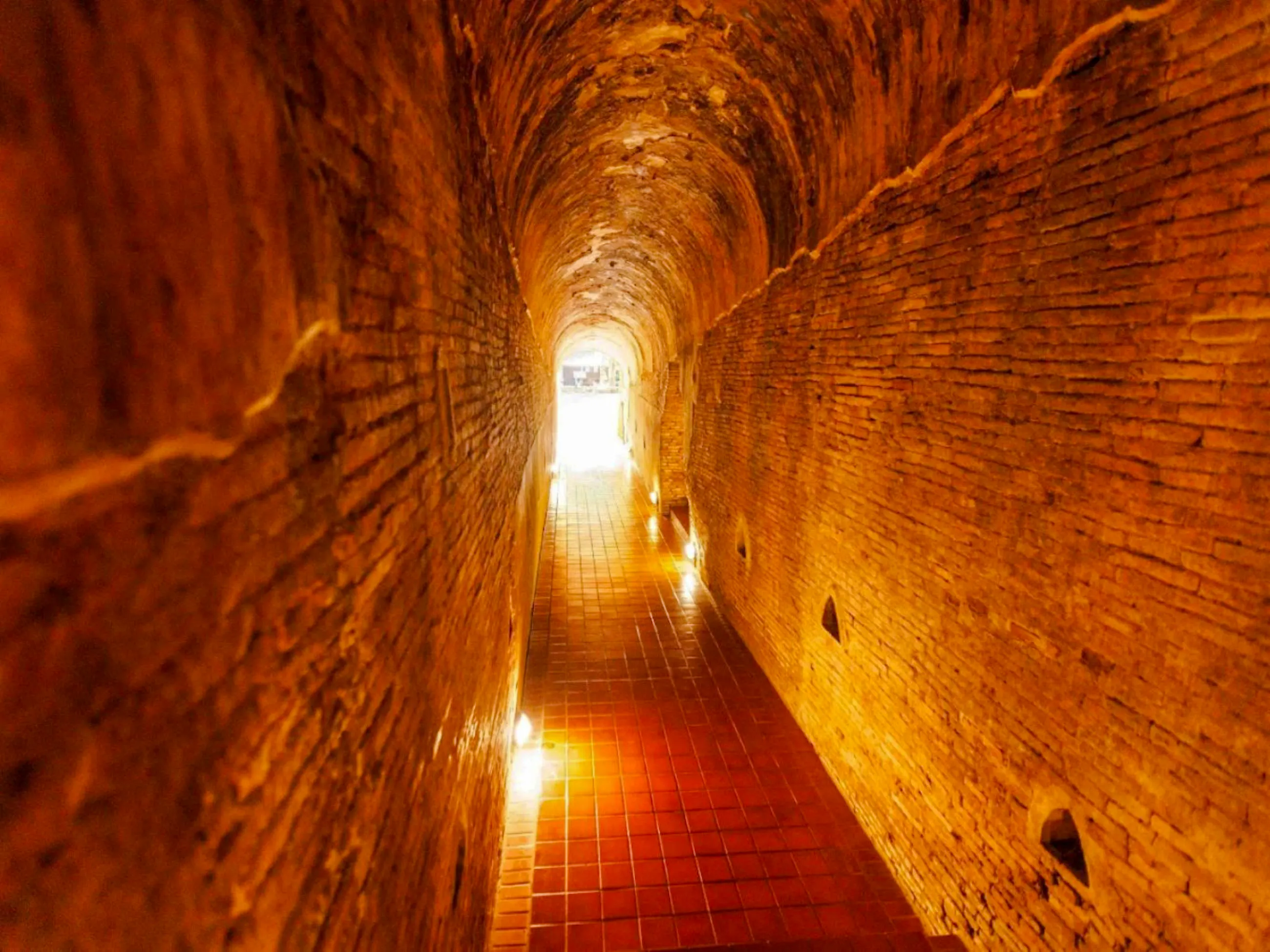 Underground brick tunnel at Wat Umong, Chiang Mai.