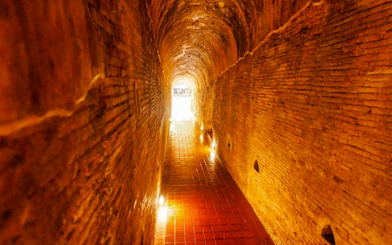 Underground brick tunnel at Wat Umong, Chiang Mai.