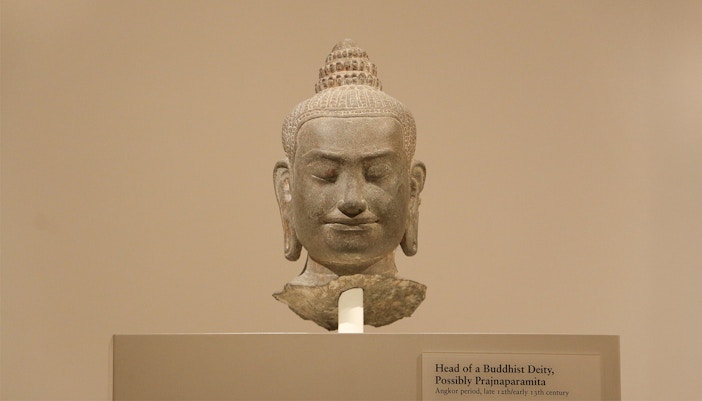 Head of a Buddhist Deity sculpture at The Art Institute of Chicago.