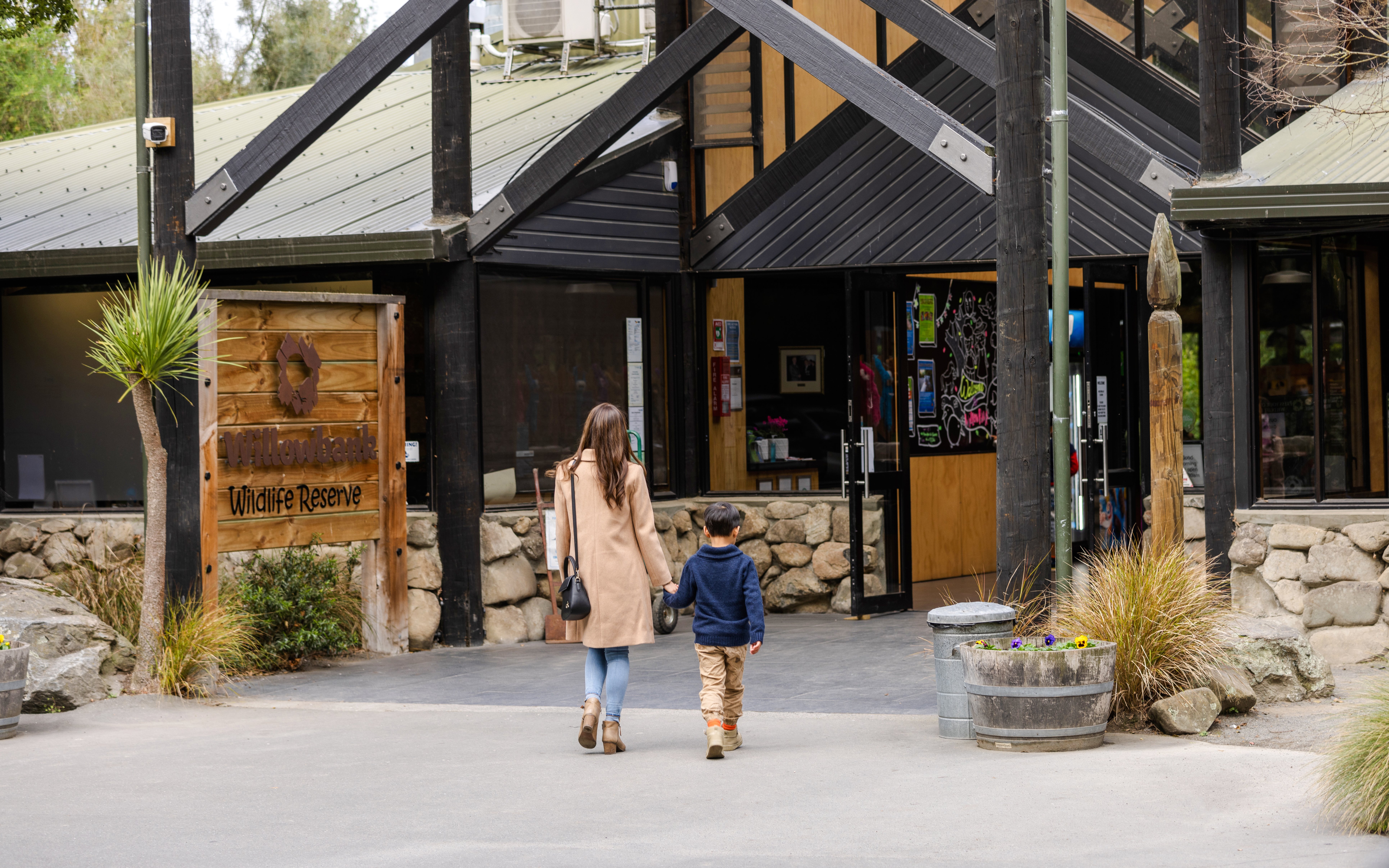 Visitors entering Willowbank Wildlife Reserve entrance.