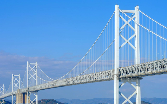 Seto Ohashi Bridge spanning over the sea in Kagawa Prefecture, Japan.