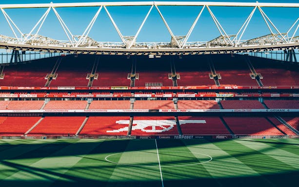 Emirates Stadium seating and field view, North London.