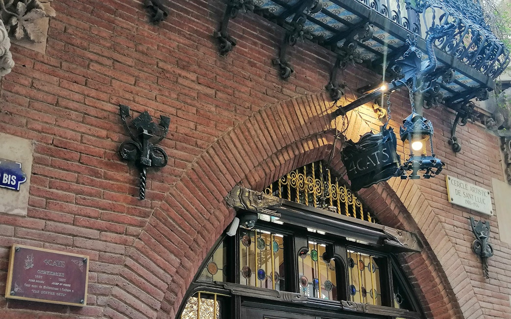 Entrance to Els Quatre Gats, a historic café in Barcelona associated with Picasso.