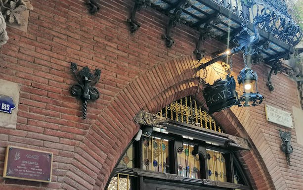 Entrance to Els Quatre Gats, a historic café in Barcelona associated with Picasso.
