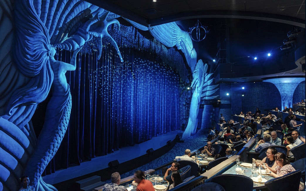 Underwater-themed dining with stage and audience at Varuna Theatrical Experience.