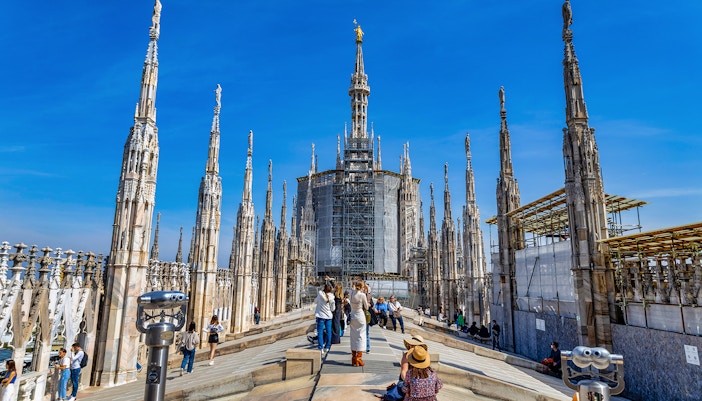 Spires and Statues of Duomo Milan Rooftop
