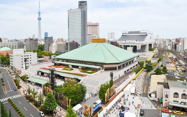 Ryogoku Kokugikan arena in Tokyo, venue for the 2024 September Grand Sumo Tournament.