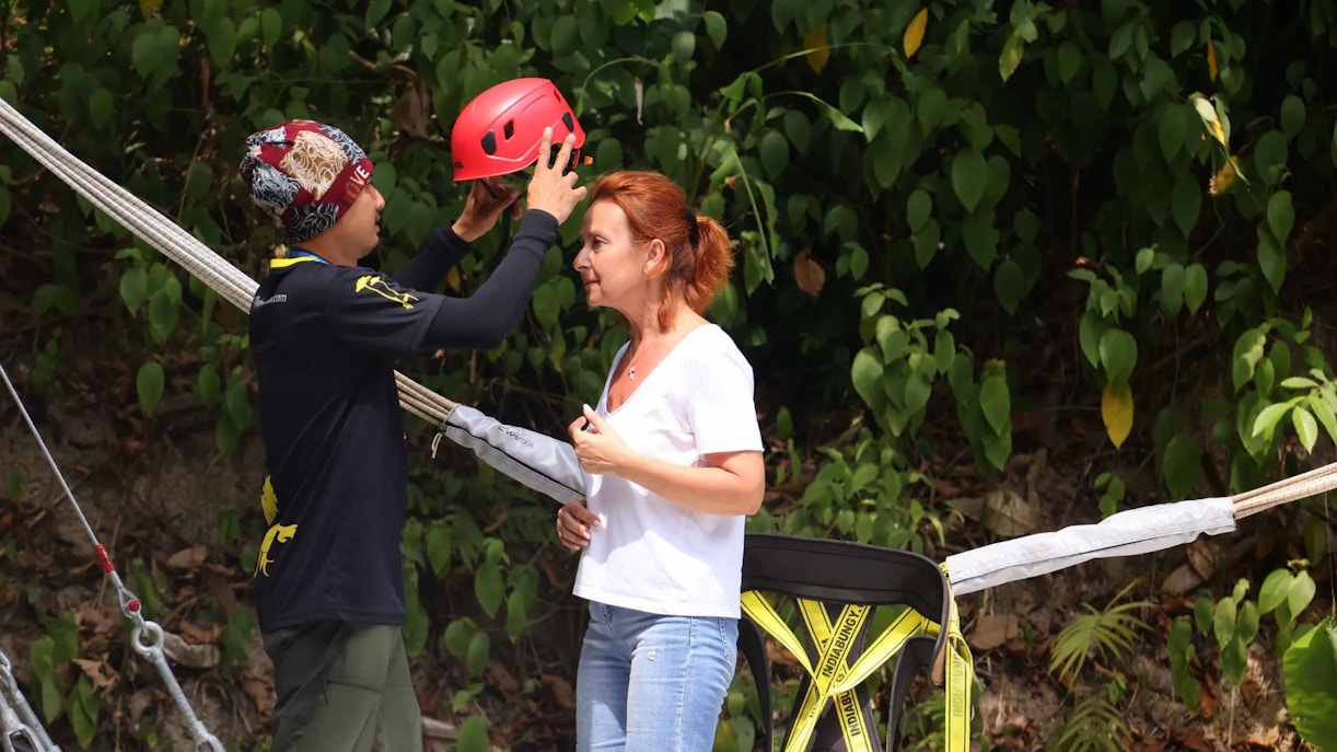 woman wearing a safety helmet