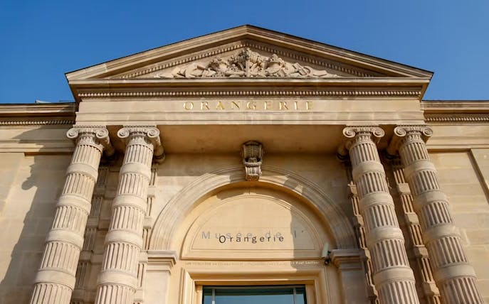 Orangerie Museum entrance with classical columns in Paris.