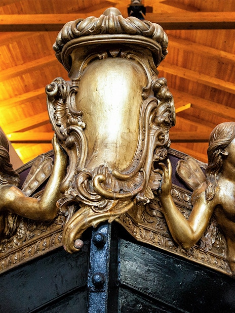 Decorative ship figurehead at Sezione Navale, Certosa di San Martino, Naples.
