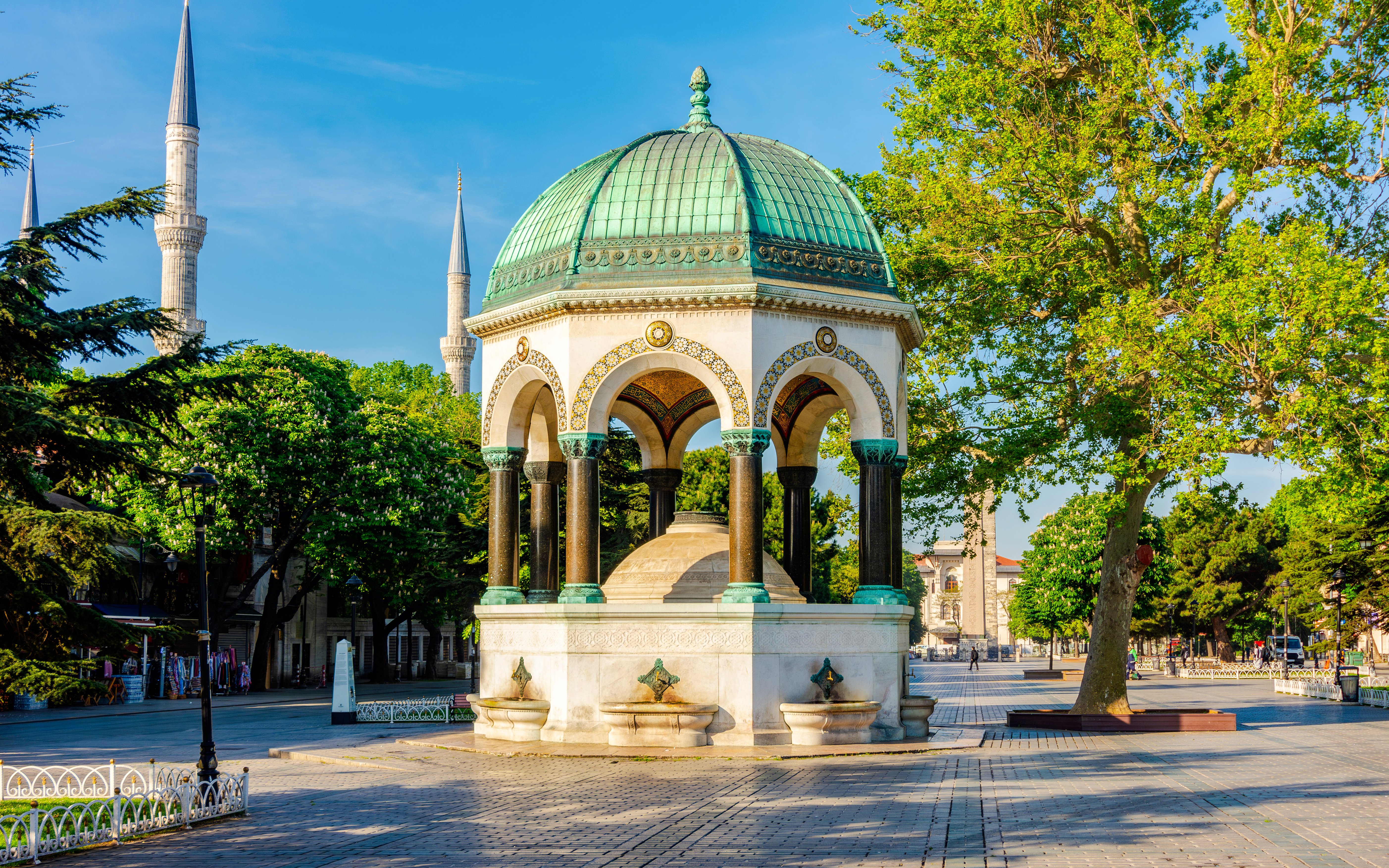German Fountain on Sultanahmet Square, Istanbul, with minarets in the background.