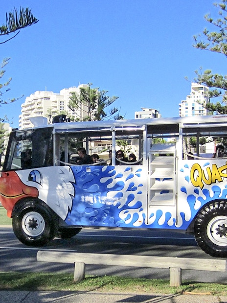 Quack'R Duck amphibious vehicle on Gold Coast city tour.