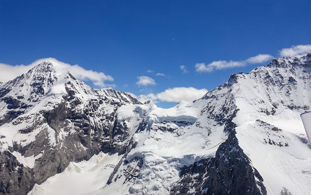 Swiss Alps view from a private helicopter scenic flight.