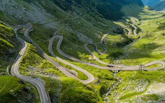 Winding Transfagarasan Road through Carpathian Mountains, Romania.