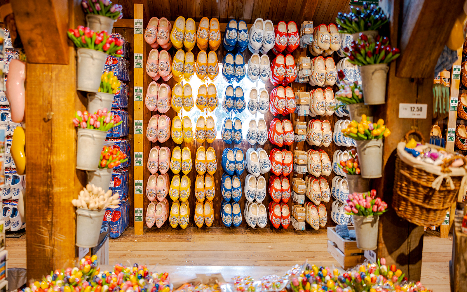 Wooden shoes displayed for sale at Zaanse Schans, Netherlands.