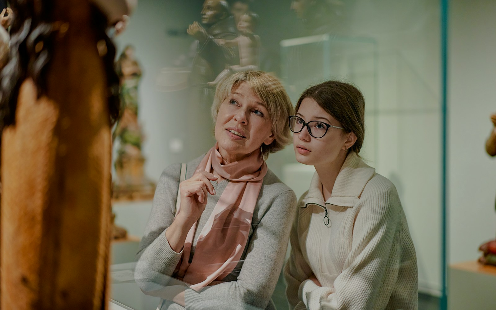 Visitors observing sculpture at Fondation Louis Vuitton, Paris.