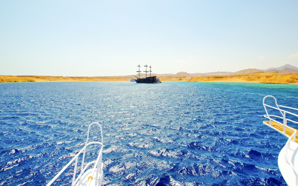 Cruise ship near White Island, Ras Mohamed National Park, Sharm El-Sheikh.