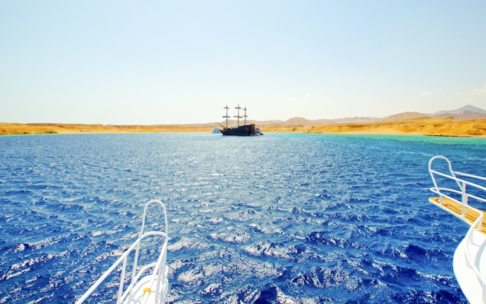 Cruise ship near White Island, Ras Mohamed National Park, Sharm El-Sheikh.
