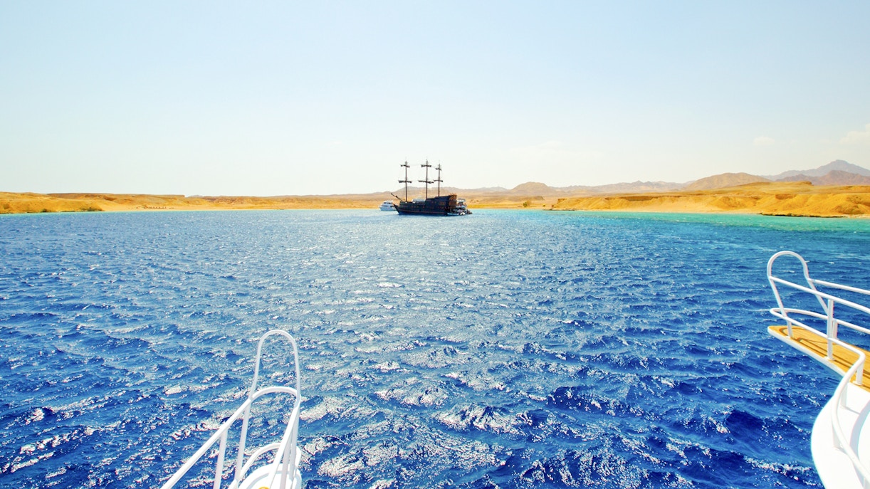 Cruise ship near White Island, Ras Mohamed National Park, Sharm El-Sheikh.