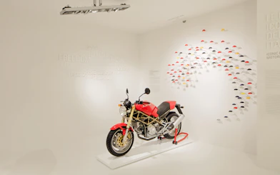 Ducati motorcycle display at Ducati Museum, Bologna.