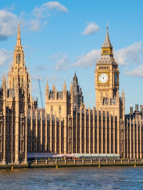 Houses of Parliament and Big Ben by the River Thames in London, UK.