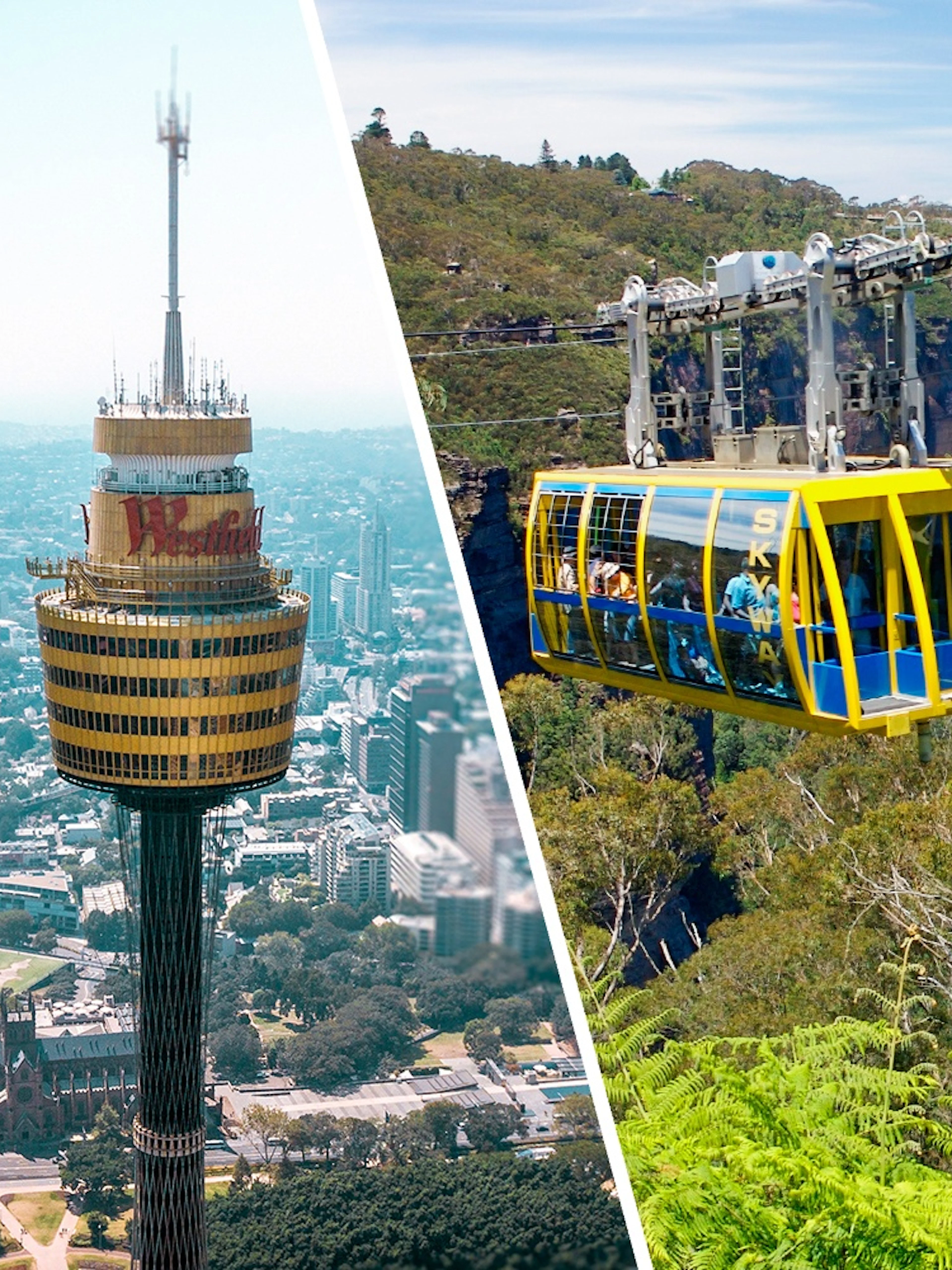 Sydney Tower Eye and cable car in Blue Mountains, part of Sydney Multi Attraction Pass.