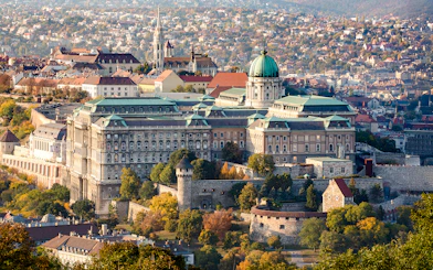 Buda Castle view from Gellért Hill on Grand City Tour with Parliament visit in Budapest.