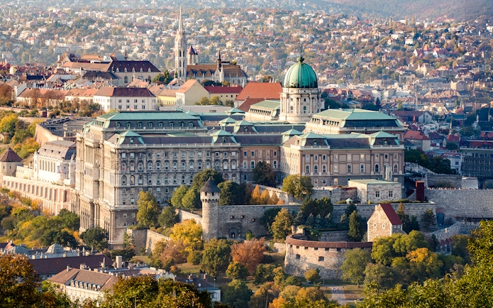 Buda Castle view from Gellért Hill on Grand City Tour with Parliament visit in Budapest.