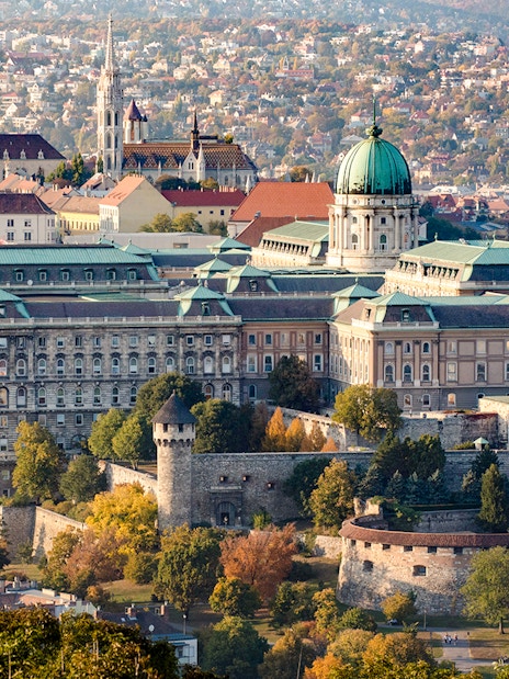 Buda Castle view from Gellért Hill on Grand City Tour with Parliament visit in Budapest.