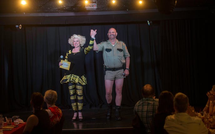 Performers on stage during "Marriage Can Be Murder" show in Las Vegas.
