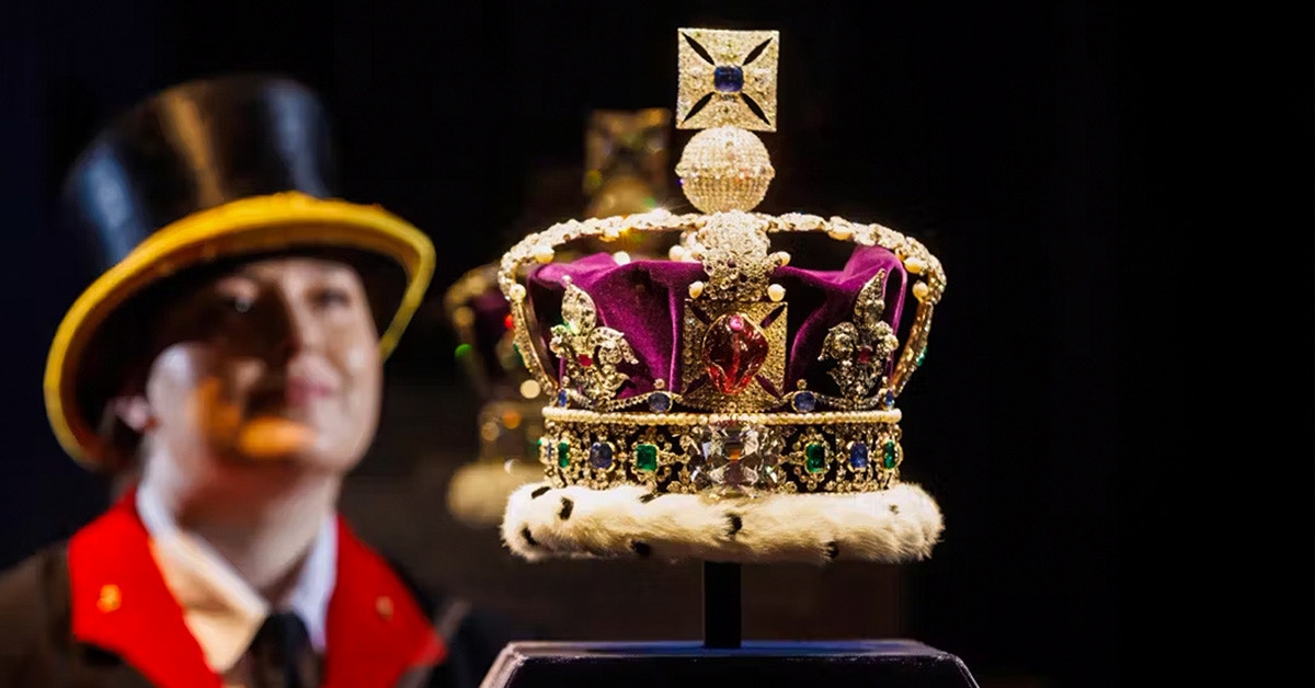 Crown jewels on display at the Tower of London.