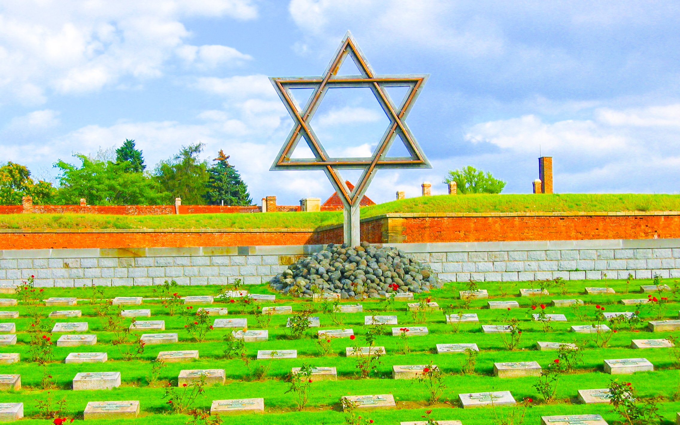 Star of David memorial at Terezín Children's Memorial, Czech Republic.