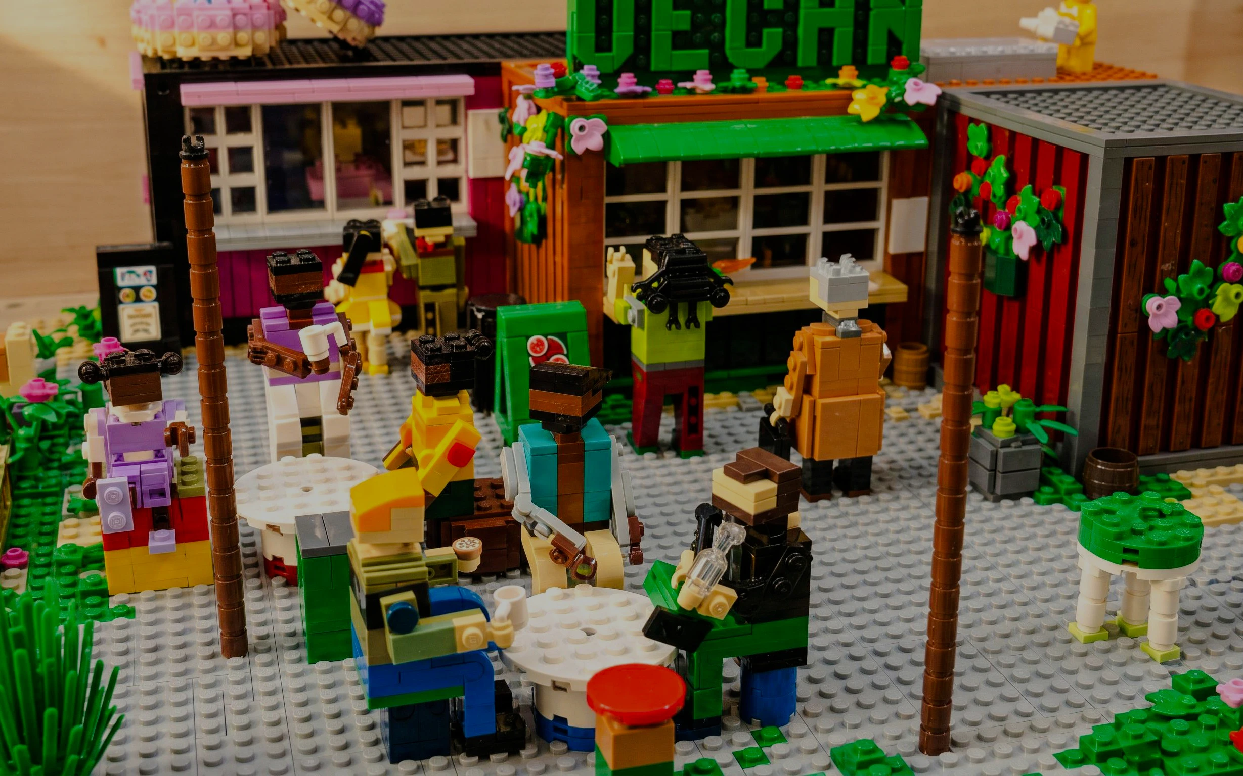 LEGO figures at a café scene in LEGOLAND Miniland.