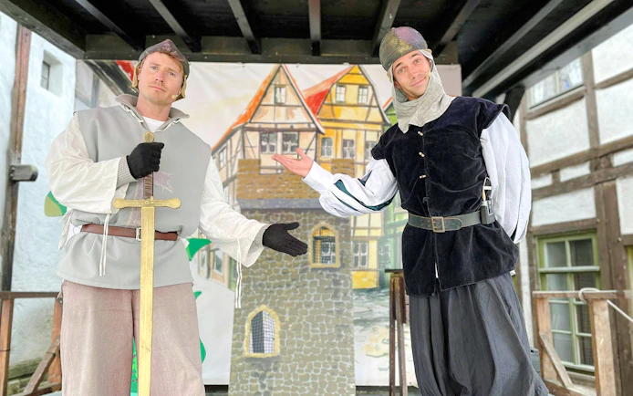 Knights in costume performing at BELANTIS Adventure Park.
